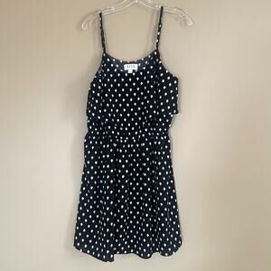 Elle Womens Mini Dress Polka Dot Size Large Black White Sundress Comfy Casual